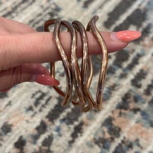 Elegant Rose Gold-Tone Bangle Set of 4